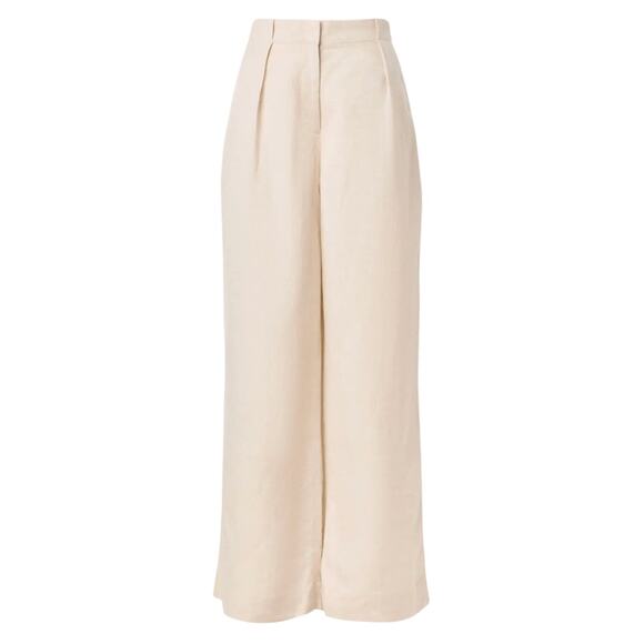 Club Monaco Wide Leg Linen Blend Trouser in Beige, Size US 6 - Picture 1 of 8